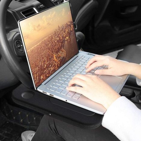 Plateau de volant pour ordinateur portable/tablette de voiture avec support pour ordinateur, repas, collations, déjeuner et boissons. (1/4)