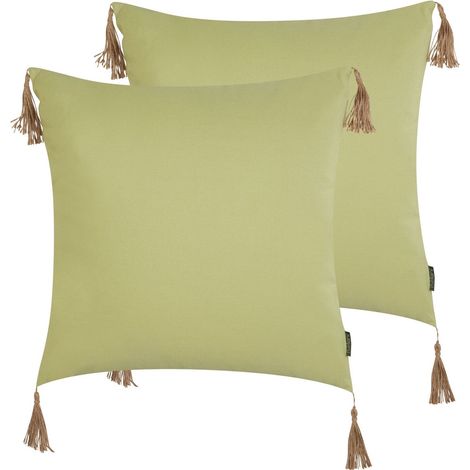 Set of 2 Decorative Cushions CHMISTAR 45 x 45 cm Green Solid (1/5)