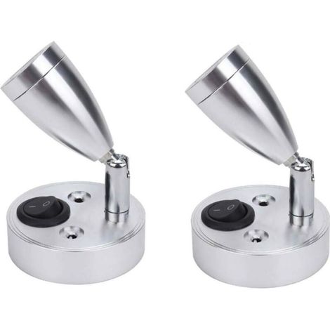 Stück 12V LED-Spot-Wandleselampe mit verstellbarem Schalter, geeignet für Wohnmobile, Wohnwagen, Boote und Reisemobile (Silber, kurz)