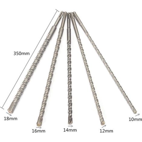 Foret béton 14x350mm, 4 tranchants, queue ronde, type croix, perforateur pour clinker, brique, pierre naturelle et reconstituée (1/2)