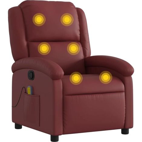 Chaise longue de massage rouge en similicuir, ergonomique et réglable, idéale pour détente, relaxation et soins à domicile (1/5)