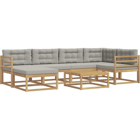 Conjunto de sofás de exterior 7 pcs Blanco y Gris Claro vidaXL