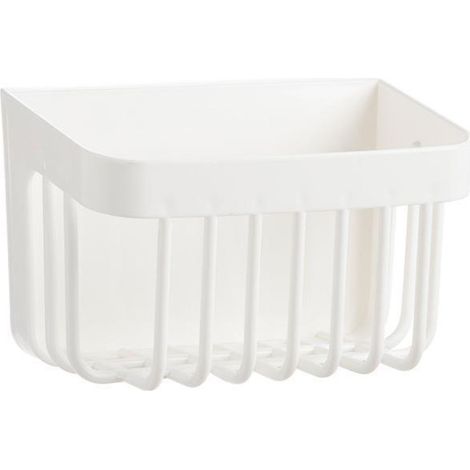 Porte-serviettes pour le visage, panier de rangement mural multifonctionnel en plastique pour salle de bains et cuisine blanc (1/5)