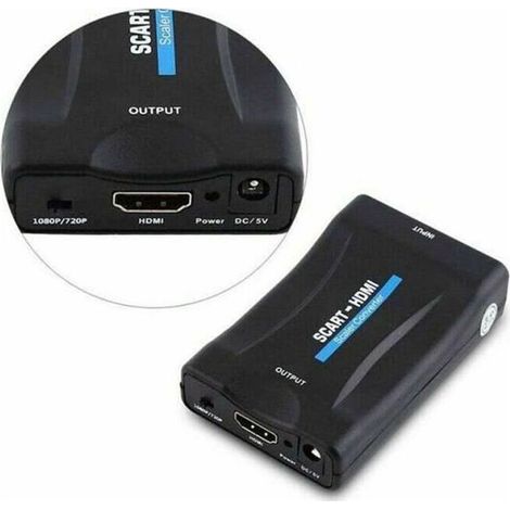 Convertisseur HDMI vers péritel adaptateur HDMI peritel Convertisseur vidéo péritel vers HDMI 1080P/720P Noir (1/3)