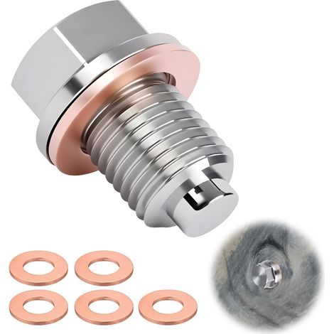 Bouchon de vidange d'huile, kit de Filtre à Huile, Bouchon de vidange magnétique, Bouchon de vidange du Carter, Adaptateur de Retour avec Joints (M14x1.5) (1/5)