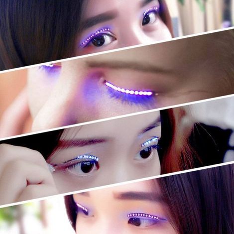 Faux Cils LED - Lampe À Del Pour Cils - Fêtes Discothèques Halloween - Violet - 1 Pièce (1/5)