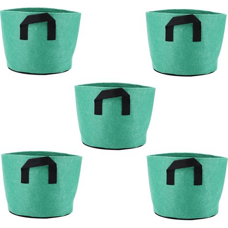 5 Sacs de Culture 3 Gallons Tissu Non Tissé - Pots de Jardin pour Légumes, Tomates, Fleurs - Conteneurs de Plantation Vert Clair (1/5)
