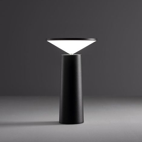 Lámpara de Mesa LED Inalámbrica, Lámpara de Escritorio USB Recargable, Lámpara de Mesita de Noche Táctil Regulable Sin Cable, 3 Colores, Para Interior/Exterior, Restaurante, Bar, IP54, Negro (1/4)