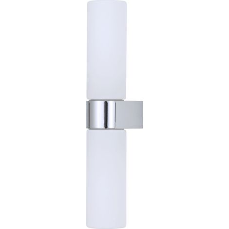 Badleuchte Glas Aluminium 29.5 cm hoch IP44 Chrom Weiß G9 2-flammig Modern Spiegellampe