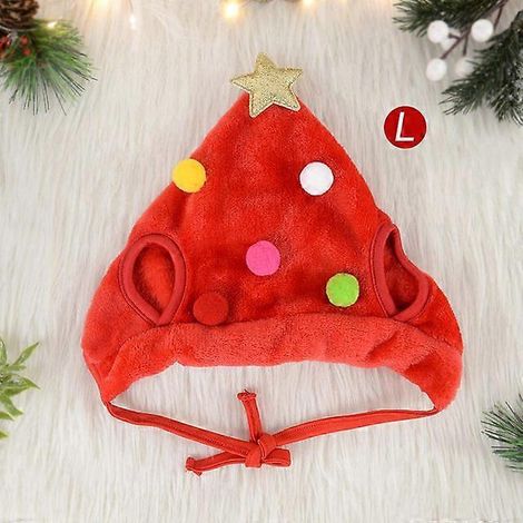 Chapeau de Noël pour chien et chat, vêtements pour animaux, bavoirs, bonnet pour chiot, accessoires de déguisement, décoration de Noël, cadeau de Nouvel An, bandana rouge - Taille L (1/5)