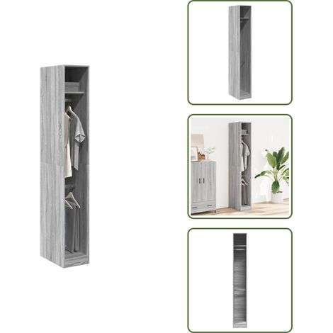 Kleiderschrank Grau Sonoma 30x50x200 cm Holzwerkstoff - Kleiderschrank - Kleiderschränke - Schrank - Kleider Organizer (1/5)