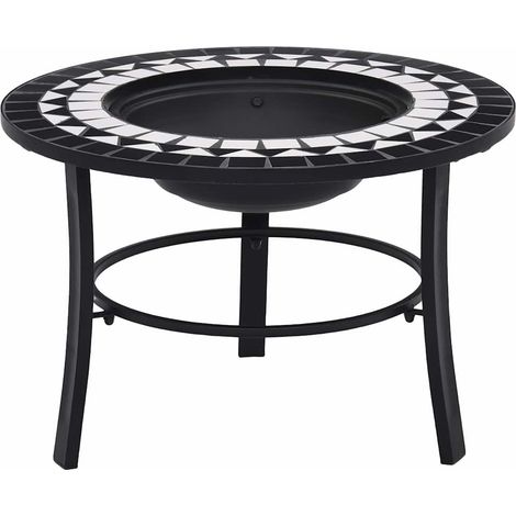 vidaXL Braciere con Mosaico Nero e Bianco 68cm in Ceramica