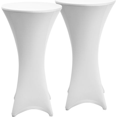 Stretch Stehtisch Bistrotisch Husse, Ø80cm, Weiß, 2er Set