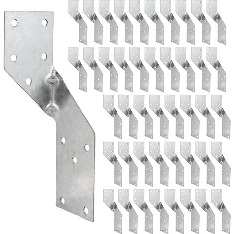 32PCS Équerre Renvoyée Connecteur Charpente 40x140mm Ancrage pour Chevron en Fer Galvanise 1.2mm Epaisseur Ancrage Poutre Support pour Poutre Bois Resistant (16 Gauche et 16 Droite) (1/5)