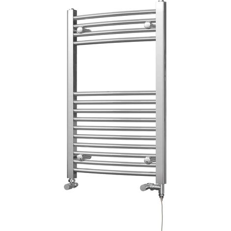 Zennor - Chrome Dual Fuel Towel Rail H800mm x W500mm Standard - Curved (1/3)