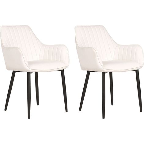 Set of 2 Dining Chairs WELLSTON Velvet Off-White (1/5)