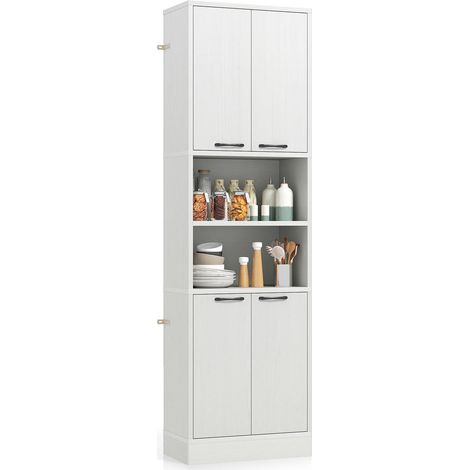 Optimiser le Rangement Meuble Colonne Buffet Garde-Manger 4 Portes et 2 Etagères Ouvertes avec Sécurité Anti-Basculement (1/5)