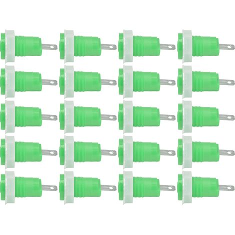 20 embouts adaptateurs à douille banane, laiton, type soudure sécurisée, borne de terre 4mm 402 1KV 32A, vert (1/5)
