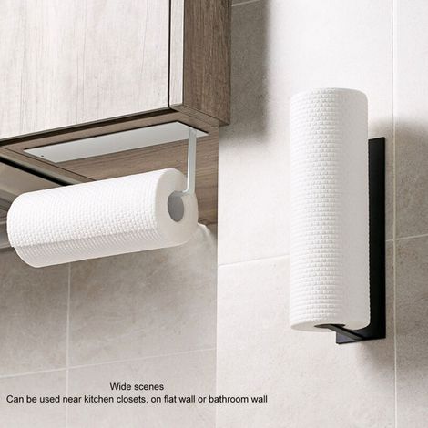 Rouleau de serviette auto-adhésif élégant, Simple et robuste, pour cuisine, salle de bain, armoires, blanc (1/5)