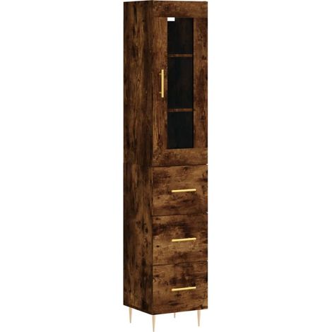Credenza Rovere Fumo 34,5x34x180 cm in Legno Multistrato vidaXL (1/5)