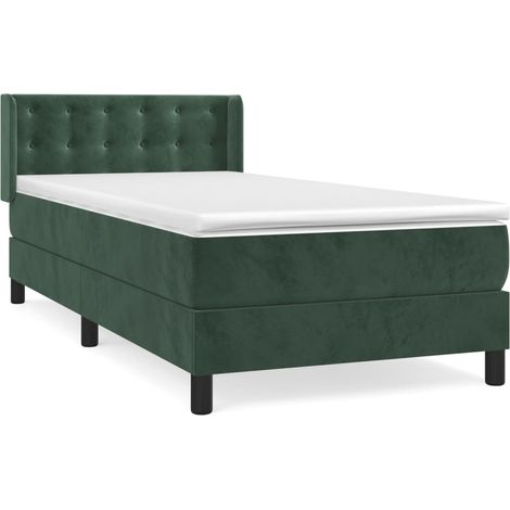 Lit simple,Lit adulte,Sommier à lattes de lit et matelas Vert foncé 80x200 cm Velours CFW1473242 (1/5)