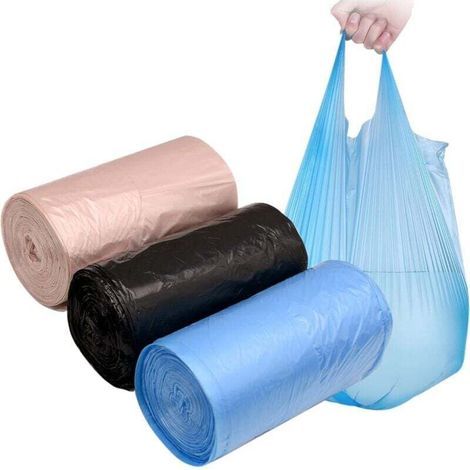 Sacs poubelle de salle de bain de 4 gallons, 3 rouleaux/150 sacs à ordures avec petites poignées pour le bureau, la cuisine, la chambre à coucher, poubelles portables colorées (mélange de 3 couleurs 1