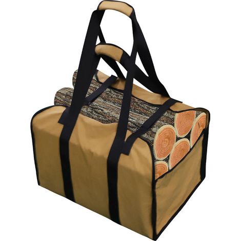 Sac pour bois de chauffage de qualité supérieure, fabriqué en polyester, panier pour bois de chauffage portable, sac de cheminée pliable, sac de cheminée imperméable (kaki) (1/3)