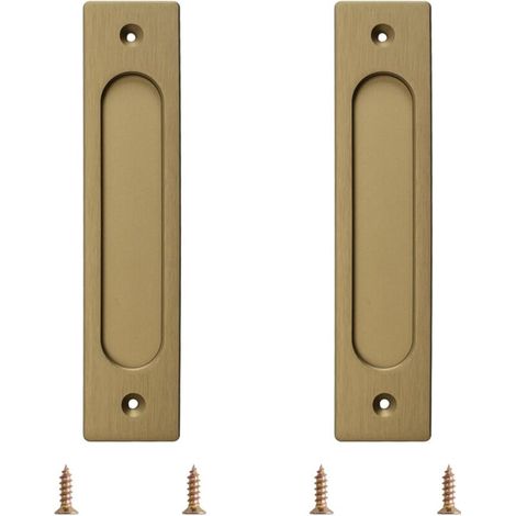Rechteckiger versenkter Schiebetürgriff, 2 Stück, bronzefarbener, goldener Reißverschluss, Aluminium-Schranktürgriff mit Schrauben für Schiebetür im Scheunenstil (180 mm)
