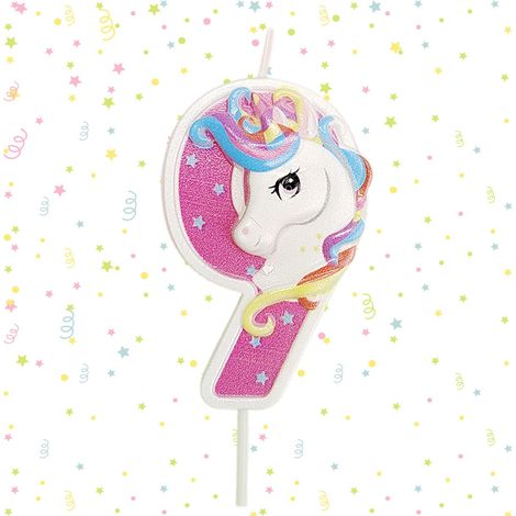 Bougie d'anniversaire 9 ans pour fille - Licorne - Décoration de gâteau - Bougie d'anniversaire 3D - Arc-en-ciel - Chiffres 9 roses - Décoration d'anniversaire pour fille de 9 ans (1/5)