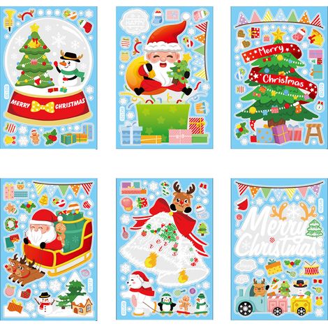 Adhesivos Navideños Para Ventanas - PVC Estático Sin Pegamento - Decoración Navidad Año Nuevo Fiesta - 6 Unidades (1/5)