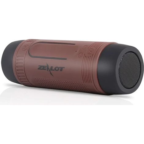 (Marron) Enceinte Bluetooth portable sans fil d'extérieur avec lampe torche, batterie externe et radio FM. (1/4)