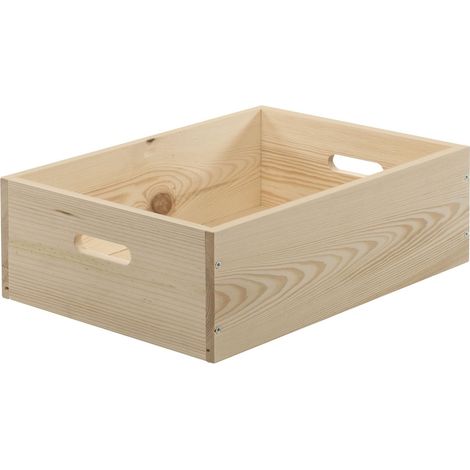 Caisse en bois brut empilable 40 x 30 x 8 cm – Prête à personnaliser – Pin massif naturel – Facile à monter – Jardindeco