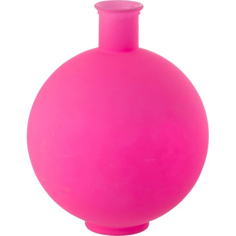 Vase boule en verre rose néon éclat contemporain - Rose néon éclatant