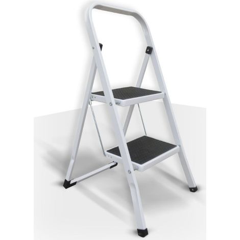 MSV – Escabeau 2 marches pliant antidérapant en acier – Charge max 150kg – Dimensions 46x55x82cm – Norme GS pour sécurité