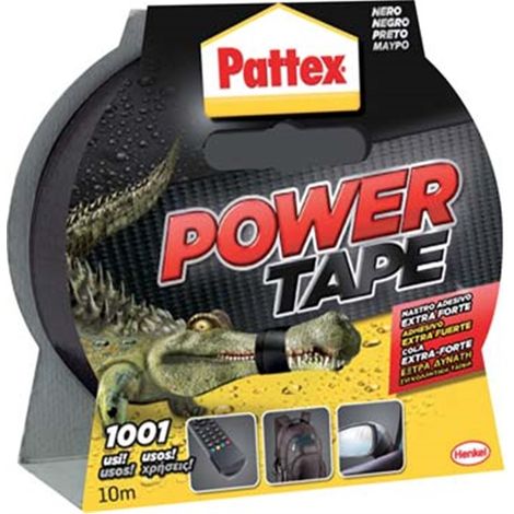 Power Tape Pattex noir haute résistance, de 50 mm de large et d'une contenance de 10 ml.