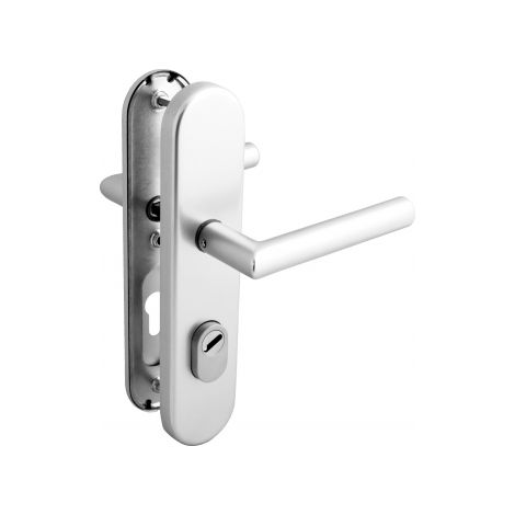 Ouvre&Déco – Poignées de porte d'entrée ALBA sécurité – Béquille double en aluminium argent – Entraxe 210 mm pour portes extérieures sécurisées