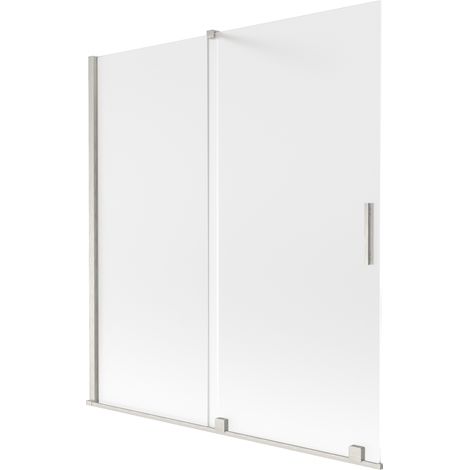 Paroi de baignoire coulissante 2 panneaux Mexen Velar 150 x 150 cm, givrée, nickel brossé - 896-150-000-31-97 (1/2)