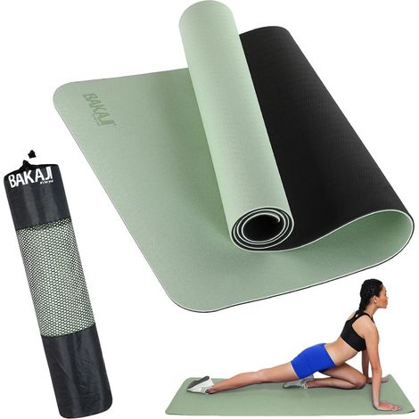Tappetino Yoga Aerobica Pilates Tappeto Allenamento Fitness Palestra Verde Nero (1/5)