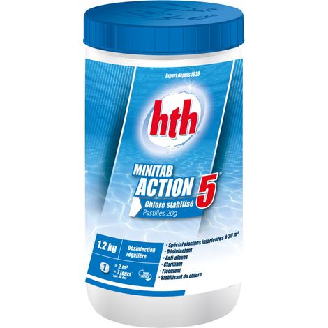 HTH Minitab Action 5 - Chlore stabilisé multifonction Pastilles 1,2kg