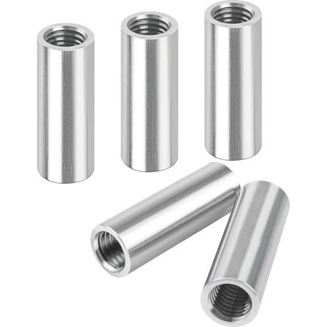 M8 x 30 mm Rundgewindemuttern, 5er-Packung, Rundmuttern aus Edelstahl 304, Rundverbindungsmuttern, Lange Muttern, V2A Innengewinde-Distanzmuttern, Kupplungsmuttern, Muttern (1/5)