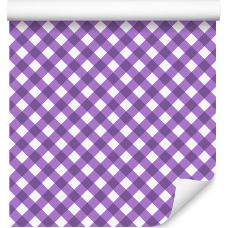 Papel pintado a cuadros morados para salón y dormitorio, 50x1000 cm (1/5)