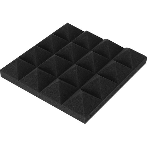 6 panneaux acoustiques en mousse insonorisante forme pyramide noire pour studio (1/5)