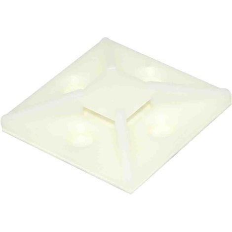 Embase pour serre-câbles autoadhésive 38.5mm x 38,5 mm, Ø fixation 7.6mm ( Prix pour Sachet de 100 )