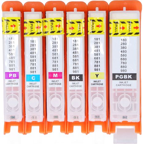 Cartouche d'encre 6 couleurs recharge compatible pour imprimante jet d'encre PIXMA TS705 TR7550, kit d'accessoires (1/5)