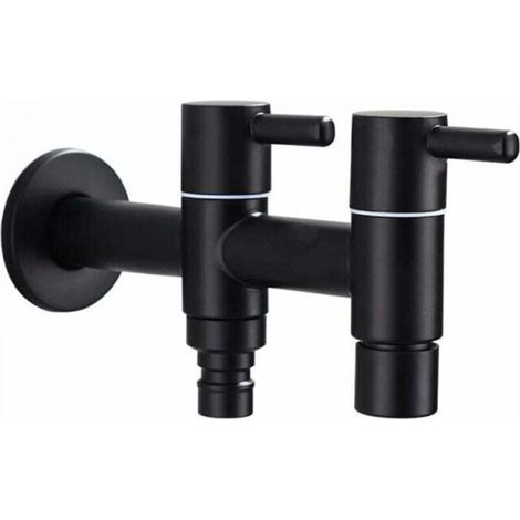 Washing machine tap, double switch tap, wall-mounted cold water tap, extended stainless steel sink tap, washing machine tap for garden and pool (1/4)