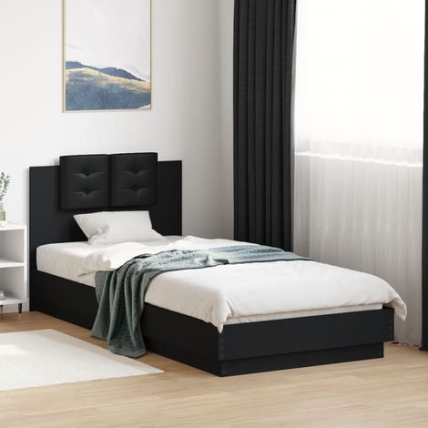 Cadre de lit avec LED sans matelas noir 100x200 cm (1/5)