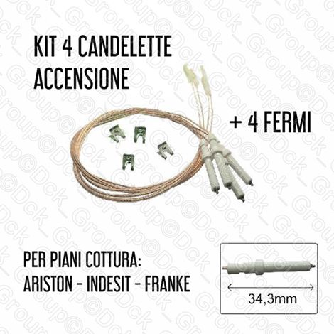 Set 4 Pezzi Kit Candelette Accensione Elettronica Piano Cottura Universale Indesit Ariston Hotpoint