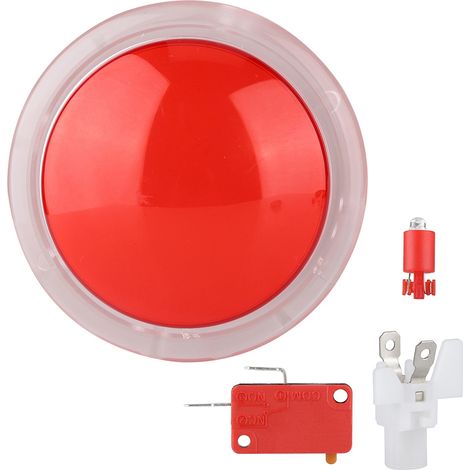 Bouton poussoir arcade rond 100mm LED rouge pour borne de jeux vidéo (1/5)