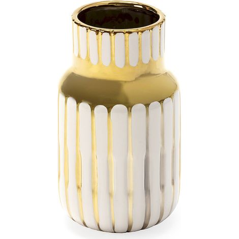 Vase en céramique blanc et doré chic - Blanc et doré (1/2)
