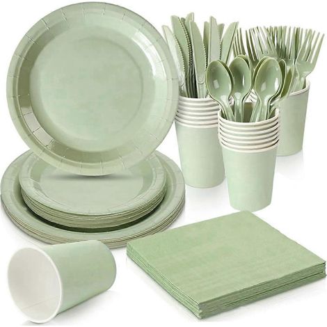 Kit de fournitures pour fête d'anniversaire Sage Solid (1/5)